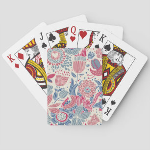 Jeu De Cartes Modèle floral avec oiseau et papillon