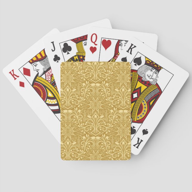 Jeu De Cartes Modèle Floral Baroque Damas d'or (dos)