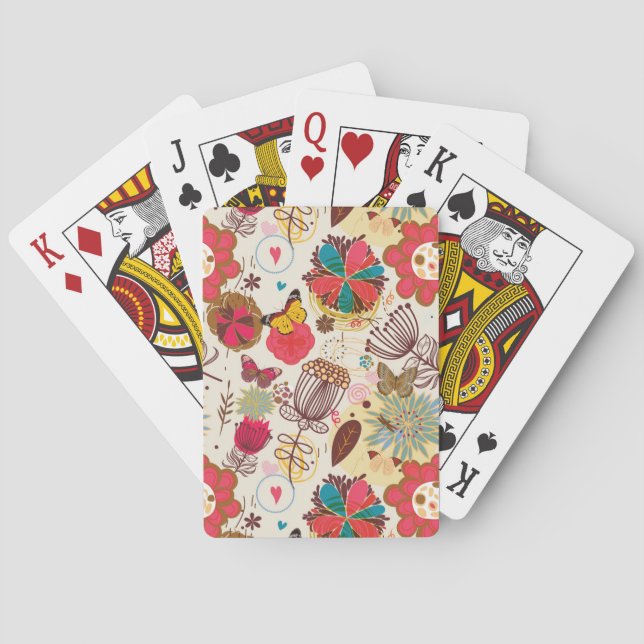 Jeu De Cartes Modèle floral dans style rétro 4 (dos)