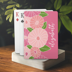 Jeu De Cartes Modèle Floral d'été coloré Nom personnalisé