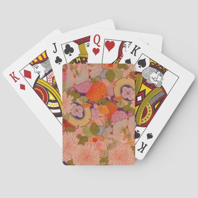 Jeu De Cartes Modèle floral rose kimono (dos)