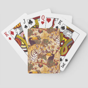 Jeu De Cartes Modèle floral tropical avec tigre