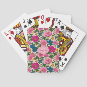 Jeu De Cartes Modèle floral Vintage rustique bleu et rose