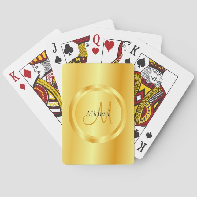Jeu De Cartes Modèle moderne élégant Monogramme initial Faux Gol (dos)