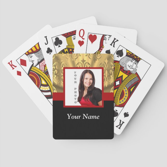 Jeu De Cartes modèle photo de damassé d'or (dos)