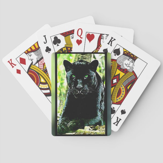 Jeu De Cartes Modèles Big Cat : Panthère noire teintée verte (dos)