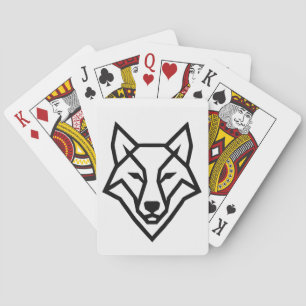 Jeu De Cartes Modern Geometric Wolf Head Minimalist Line Art T-S