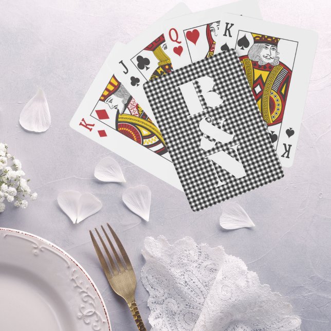Jeu De Cartes Modern Monogram Black Gingham Custom Wedding (Modern Monogram Black Gingham Custom Wedding Playing Cards)