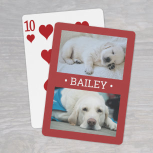 Jeu De Cartes Moderne 2 Photo Dog ou n'importe quel nom Rouge et
