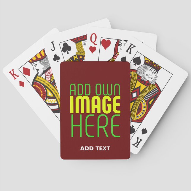 JEU DE CARTES MODERNE ÉDITABLE SIMPLE OXBLOOD IMAGE MODÈLE TEXTE (dos)