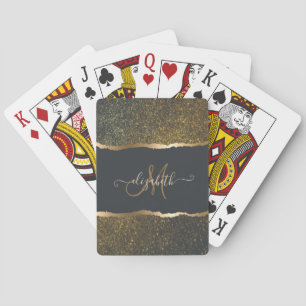 Jeu De Cartes Moderne Élégant Monogramme au Touché d'Or