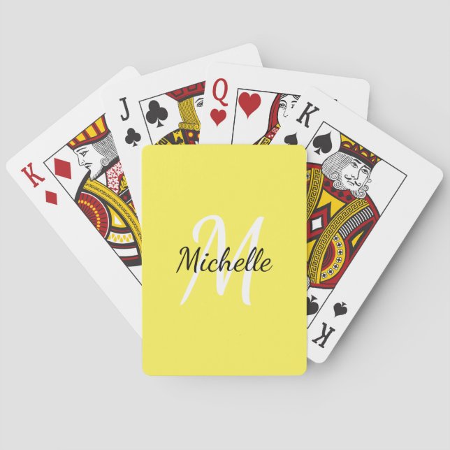 Jeu De Cartes Moderne et élégant Monogramme jaune et blanc (dos)