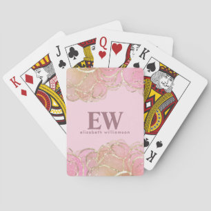 Jeu De Cartes Moderne Glamour Élégant Monogramme Rose Gold Girl