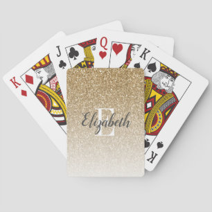 Jeu De Cartes Moderne Monogramme Faux Paillettes Ombré Or