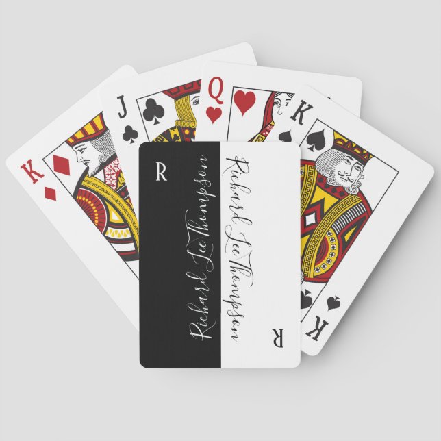 Jeu De Cartes moderne noir blanc à la main élégant (dos)