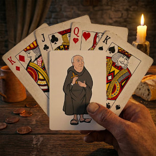 Jeu De Cartes Moine tenant une croix en robe médiévale religieus