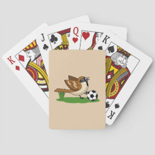 Jeu De Cartes Moineau de dessin animé mignon jouant au football