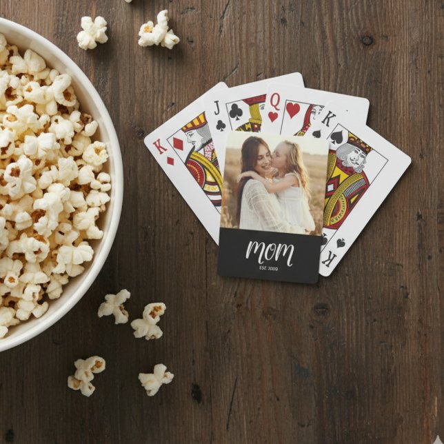Jeu De Cartes Mom Established Script Black Photo Playing Cards (Créateur téléchargé)