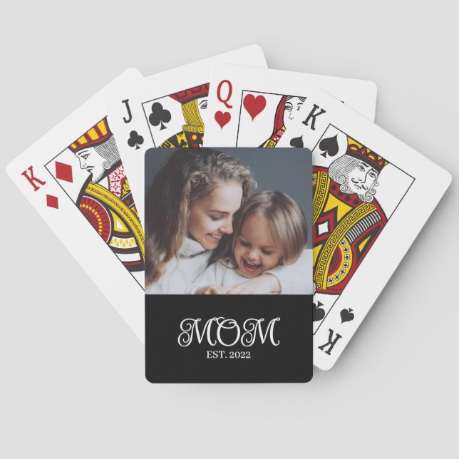 Jeu De Cartes Mom Established Script Black Photo Poker Cards (dos)