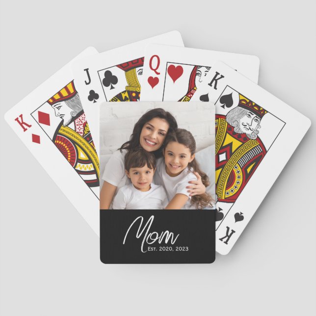Jeu De Cartes Mom Established Script Black Photo Poker Cards (dos)