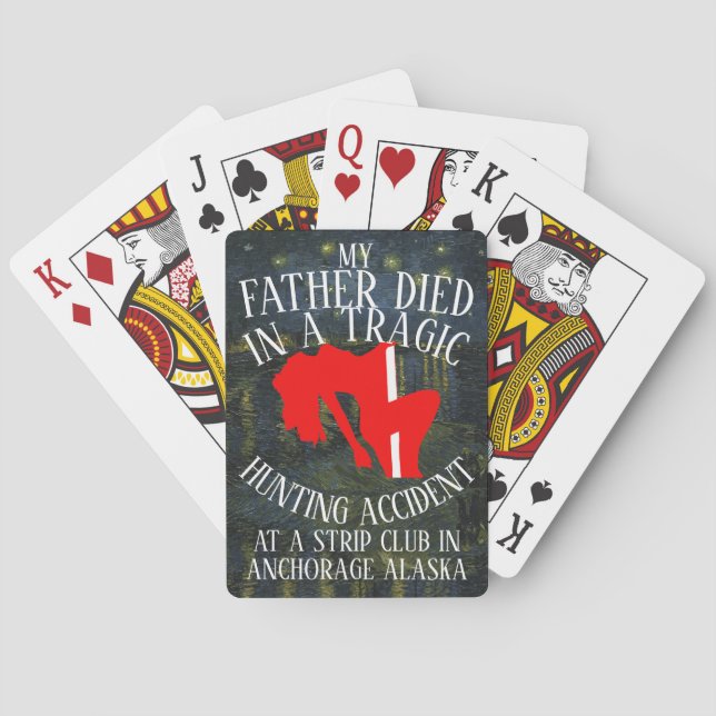 JEU DE CARTES MON PÈRE EST MORT DANS UN ACCIDENT DE CHASSE TRAGI (dos)
