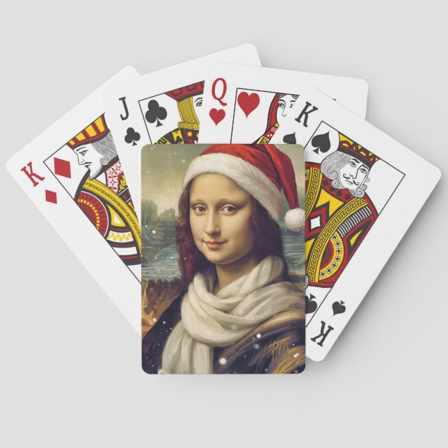 Jeu De Cartes Mona Lisa  in Santa  hat - festive vibes (dos)