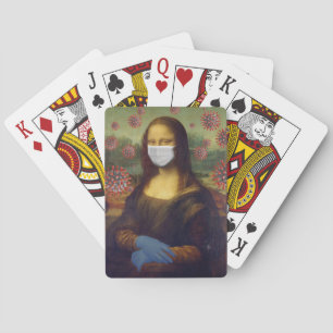 Jeu De Cartes Mona Lisa Jouer En Sécurité Autour De Coronavirus,