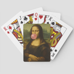 Jeu De Cartes Mona Lisa soufflant de bulle rose