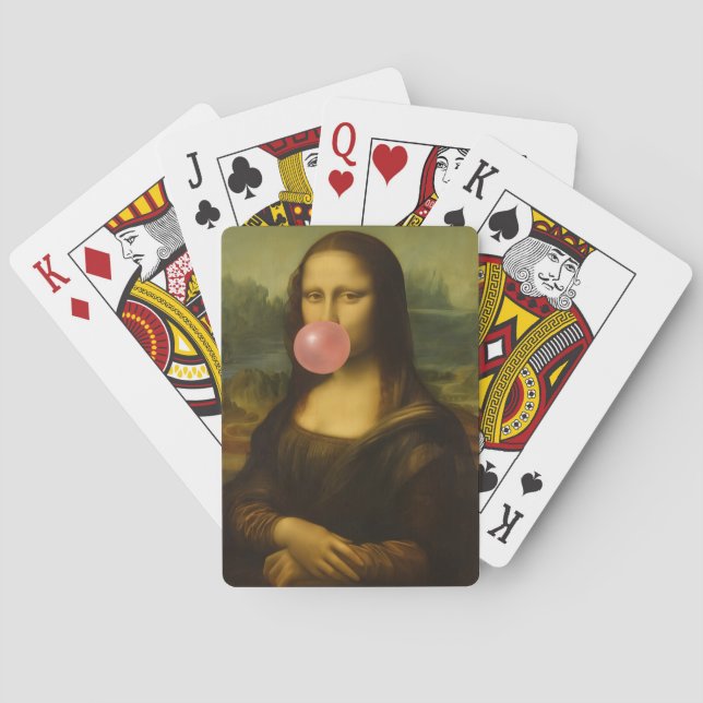 Jeu De Cartes Mona Lisa soufflant de bulle rose (dos)