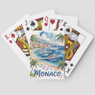 Jeu De Cartes Monaco aquarelle vintage rétro Riviera française