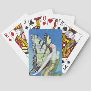 Jeu De Cartes Monarque Papillon rouge cheveux Vintage Fée
