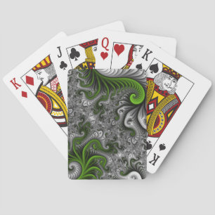 Jeu De Cartes Monde Fantastique Art Fractal Abstrait Vert Et Gri