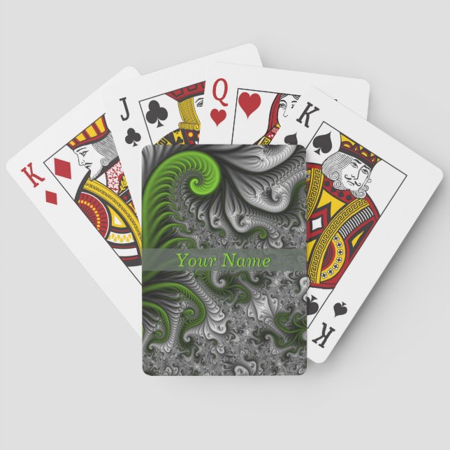 Jeu De Cartes Monde Fantastique Vert Et Gris Nom Abstrait Fracta (dos)