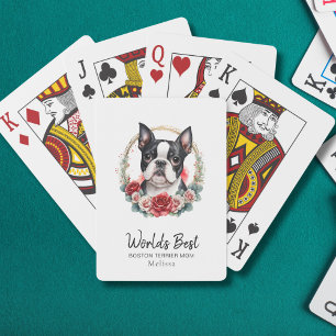 Jeu De Cartes Monde Meilleur Chien Maman Boston Terrier Monogram