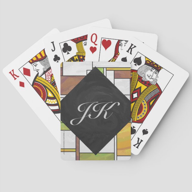 Jeu De Cartes Mondrian Brown Yellow Green Print (dos)