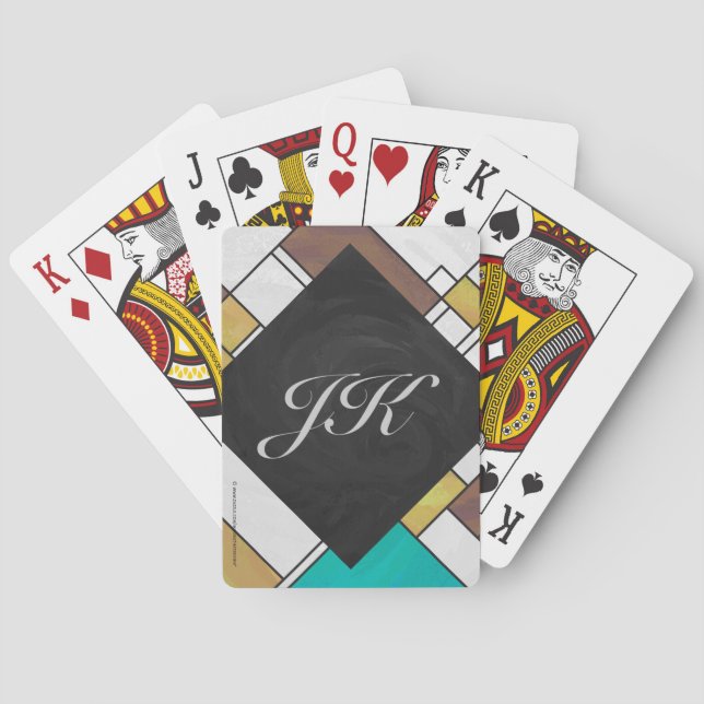 Jeu De Cartes Mondrian Brown Yellow Teal Print (dos)