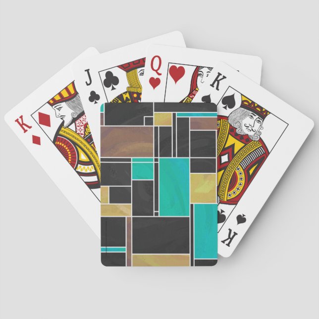 Jeu De Cartes Mondrian Teal Brown Black Print (dos)