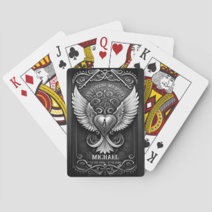 Jeu De Cartes Mongramme du coeur des ailes commémoratives person