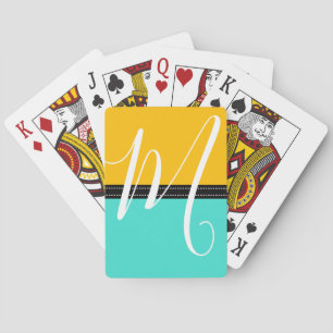 Jeu De Cartes Monogram Elegant Turquoise & Amber Solid Color