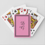 Jeu De Cartes monogram on Rose Pink, w/ black letters and trim,<br><div class="desc">Customize your Bicycle Playing cards with a monogram vintage style,  rose rose,  double thin black border par lulumama.
Matching notebook makes a great combo poison !</div>