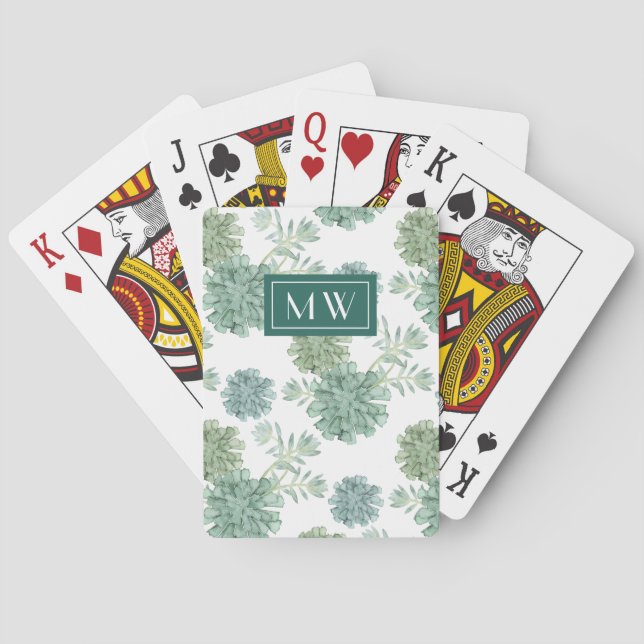 Jeu De Cartes Monogram | Plant Happiness | Succulent Pattern (dos)