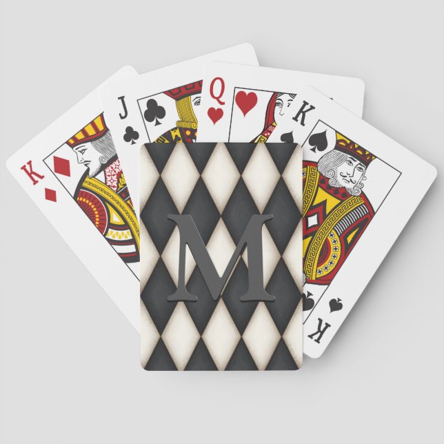 Jeu De Cartes Monograme de Black & White Harlequin (dos)