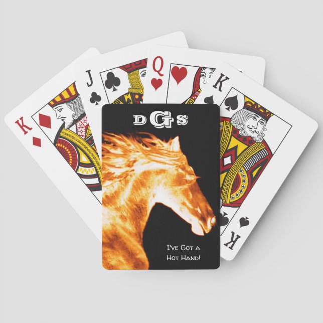 Jeu De Cartes Monogramme à cheval chaud Blazing Playing Cards (dos)