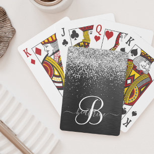Jeu De Cartes Monogramme à étincelle noire à Parties scintillant