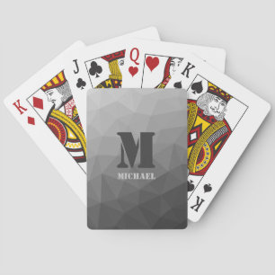 Jeu De Cartes Monogramme à motif de maille géométrique gris clai