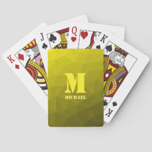 Jeu De Cartes Monogramme à motif de maille géométrique jaune