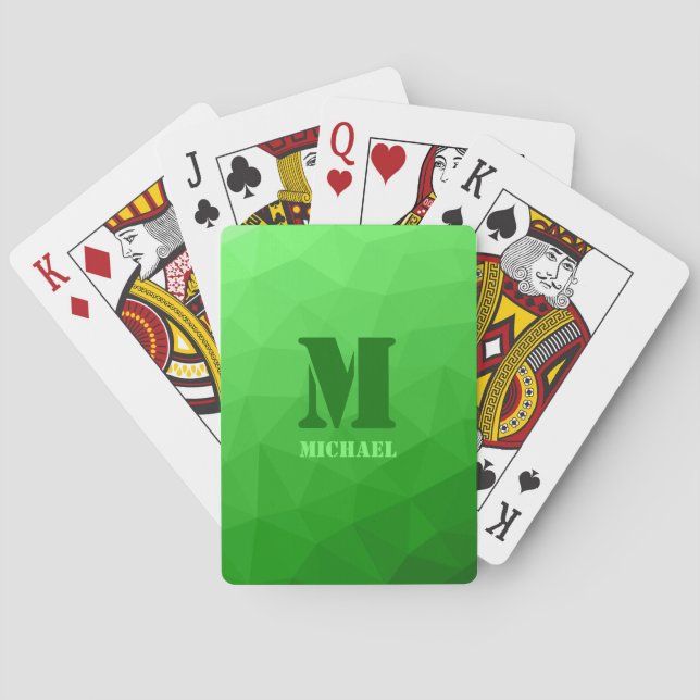 Jeu De Cartes Monogramme à motif de maille géométrique vert clai (dos)