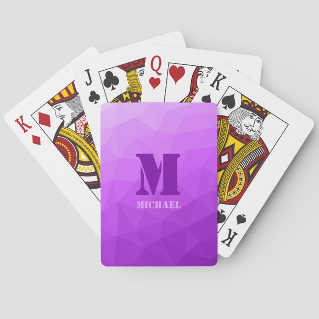 Jeu De Cartes Monogramme à motif de maille géométrique violet (dos)