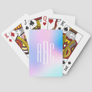 Jeu De Cartes Monogramme à trois lettres holographique rose past