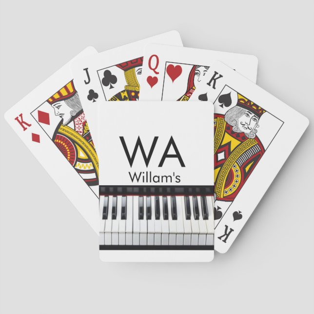 Jeu De Cartes Monogramme ajouter initiale lettre nom texte piano (dos)